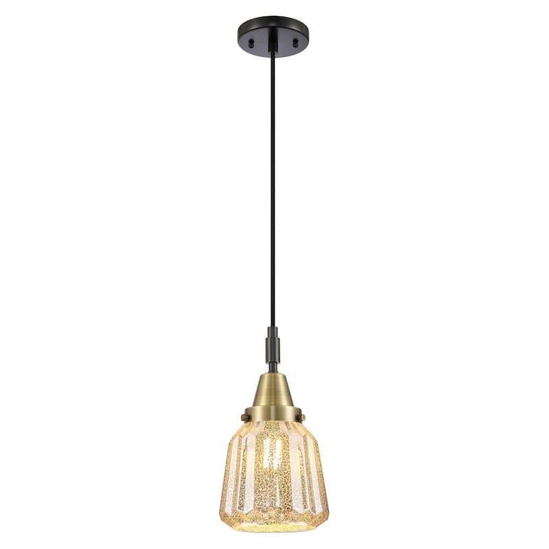 Innovations Lighting Downtown Urban - Caden Chatham - 1 Light 7" Cord Hung Mini Pendant - Black Antique Brass/Mercury Shade