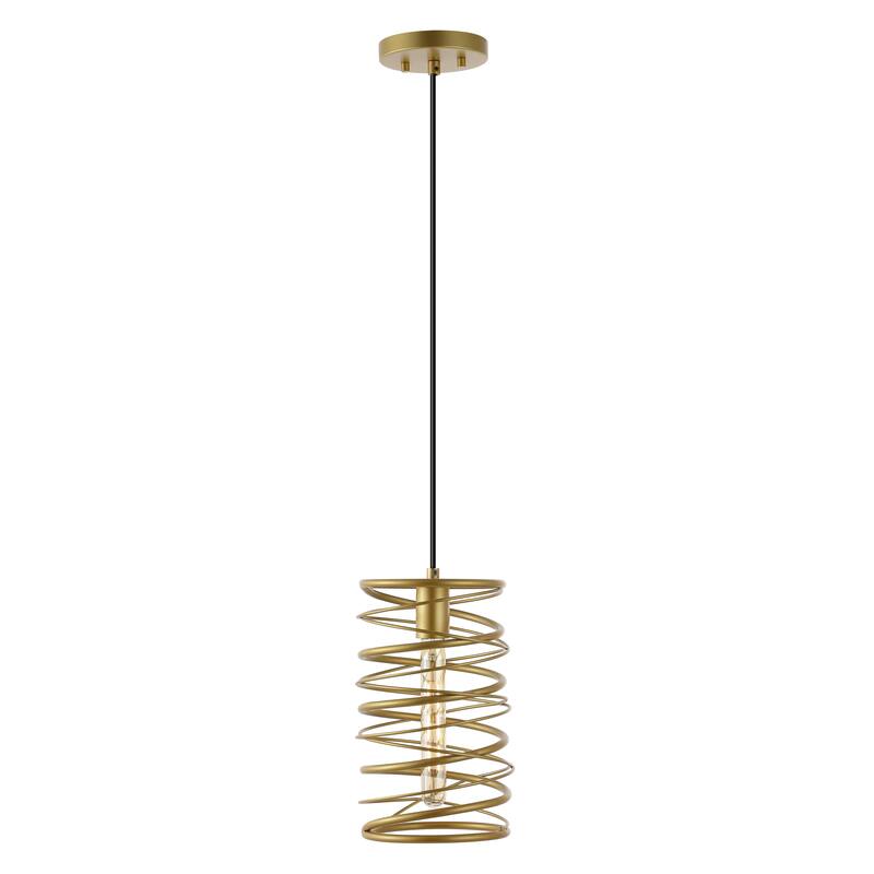 Skylar 7.25" 1-Light Modern Contemporary Iron Spiral LED Pendant, by JONATHAN Y - Gold Painting