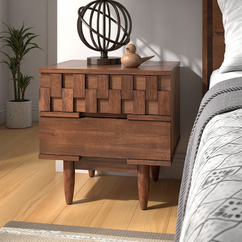 Bardolino Mid-Century Brown Finish 2-Drawer Nightstand