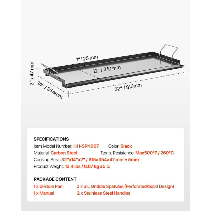 Anmytek Carbon Steel Flat Top Griddle Universal BBQ Grill Pan