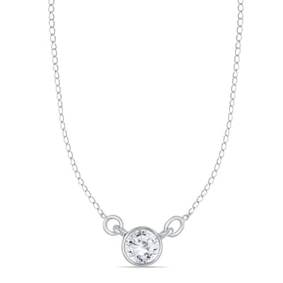 Marquee 14k White Gold 1/2ct TDW Bezel-set Diamond Solitaire Pendant