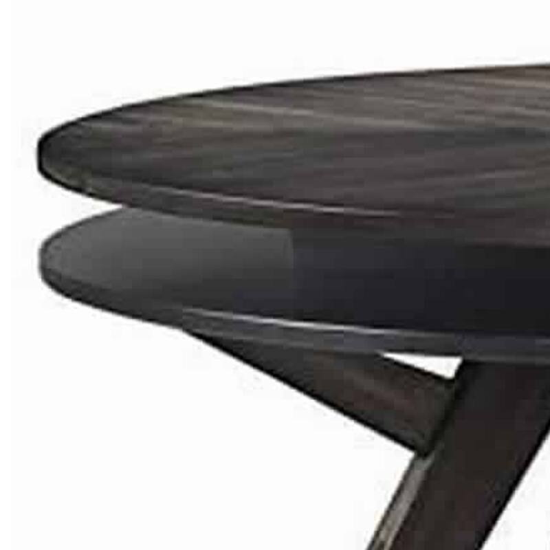 Round Wooden Dining Table with Storage Shelf, Dark Brown