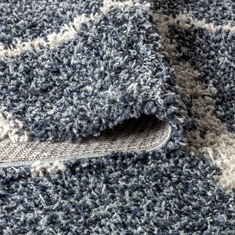 JONATHAN Y Modern Shag Plush Tassel Moroccan Geometric Trellis Area Rug