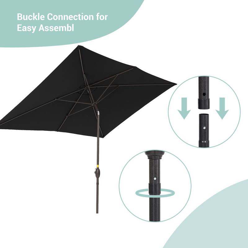 AOOLIMICS 10×6.5FT Rectangular Patio Umbrella with UV Protection, Easy Tilt, and Wind-Resistant Features