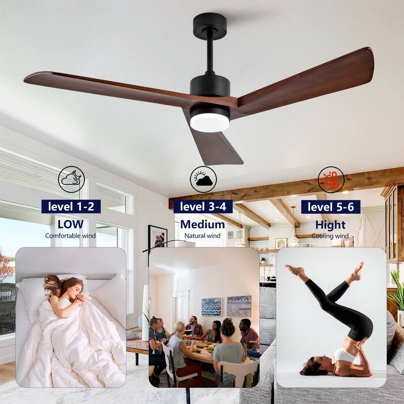 60" Ceiling Fan with Light and Remote, Quiet DC Motor, 6-Speed 5000 CFM