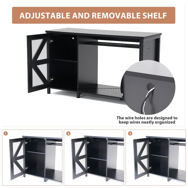 52 Inches Metal Fish Tank Stand With Electrical Outlet For Storage Of Fish Tank Accessories