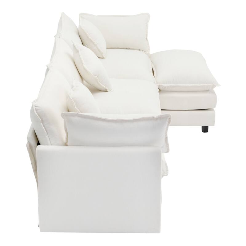 112.2" Modern L-Shaped 4-Seat Sectional Sofa with Removable Ottoman, 5 Plush Pillows, and Sturdy Construction