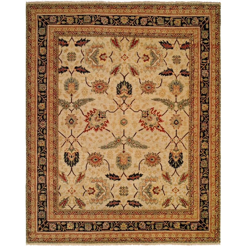 Traditional Brown Hand-Knotted Wool Area Rug - 12' x 15' - Brown