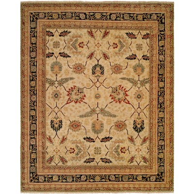 Traditional Brown Hand-Knotted Wool Area Rug