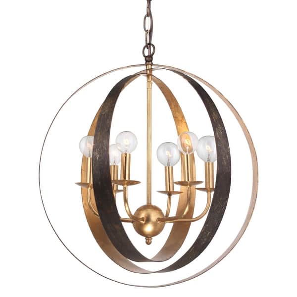 slide 2 of 5, Luna 6 Light Bronze & Gold Sphere Large Chandelier - 21'' W x 23'' H 21'' W x 23'' H