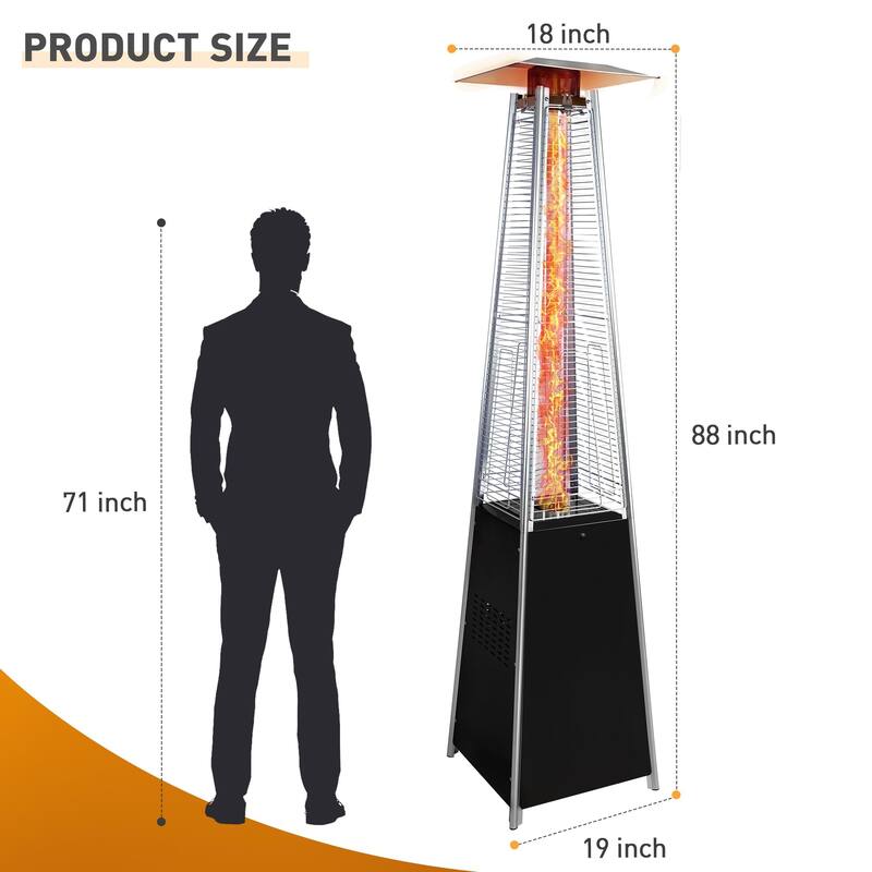 Outdoor 48,000 BTU Patio Heaters for Patio Propane with Detachable Wheels and Protective Cover