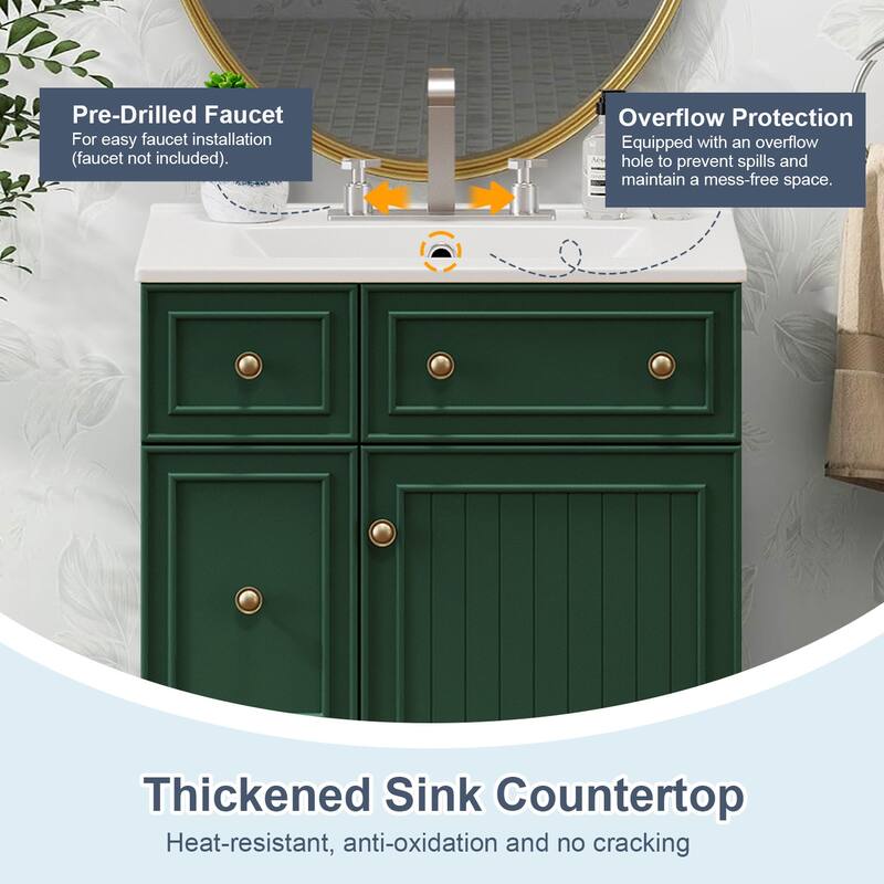24" Bathroom Vanity Cabinet with Ceramic Sink