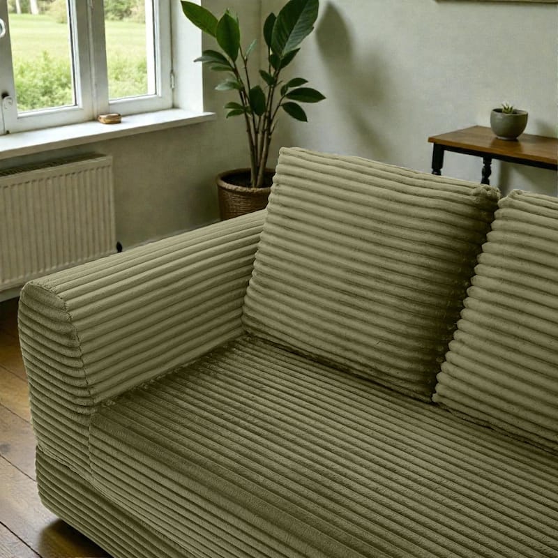 2 in 1 Folding Sofa Bed, Corduroy Convertible Sleeper Couch with Pillows, Boneless Futon Floor Sofa