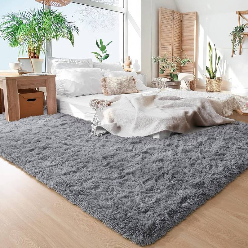 Soft Fluffy Area Rugs for Bedroom Living Room 4x6 Feet, Grey On Sale