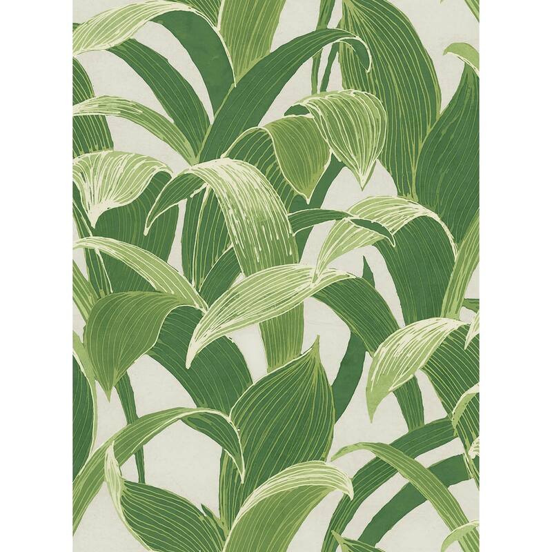 Seabrook Designs Koi Imperial Banana Groves Unpasted Wallpaper - 20.5 in. W x 33 ft. L - Metallic Pearl and Forest Green
