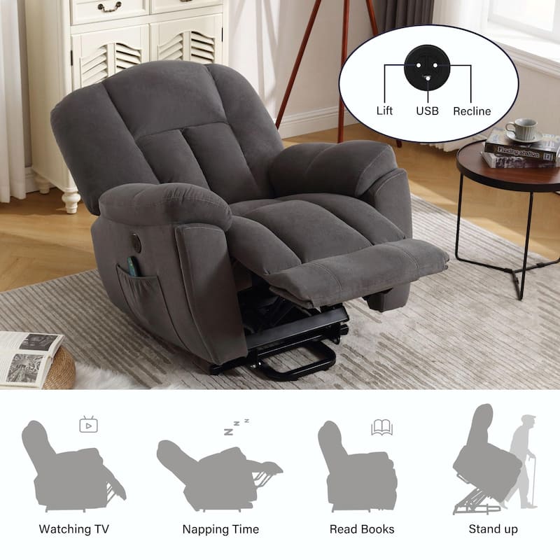 Power Lift Recliner Chair with Heat, Massage, USB Port