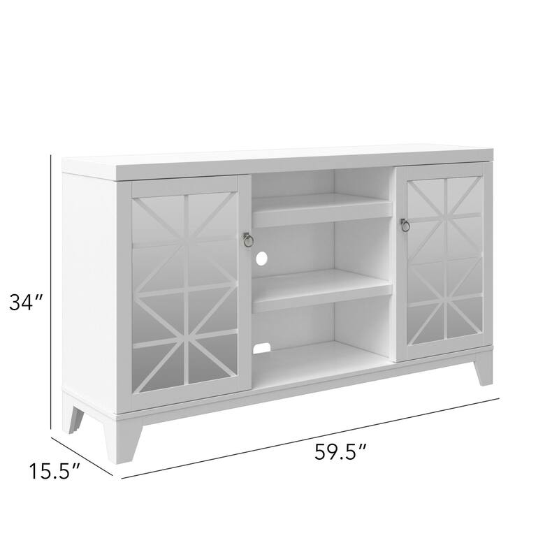 TV Stand for TVs up to 65" with Mirrored Doors - 59.5 " W x 15.5 " D x 34.0 " H