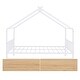 preview thumbnail 19 of 54, Twin/Full Size House Bed with 2 Storage Drawers Metal Montessori Bed Frame Heavy-Duty Cottage Cabin Beds for Kids Girls Boys