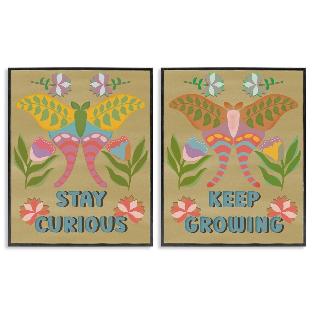 Stupell Stay Curious & Keep Growing Framed Giclee Art Design By Julia Frost (Set of 2)
