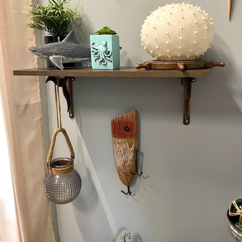 Rustic Wooden Fishing Lure Wall Hook 14In Coastal Nautical Decor - 14 X 4 X 1.75 inches