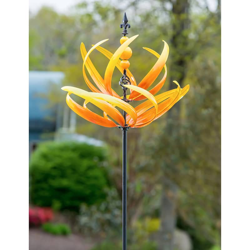 91 in. Yellow Lotus Wind Spinner