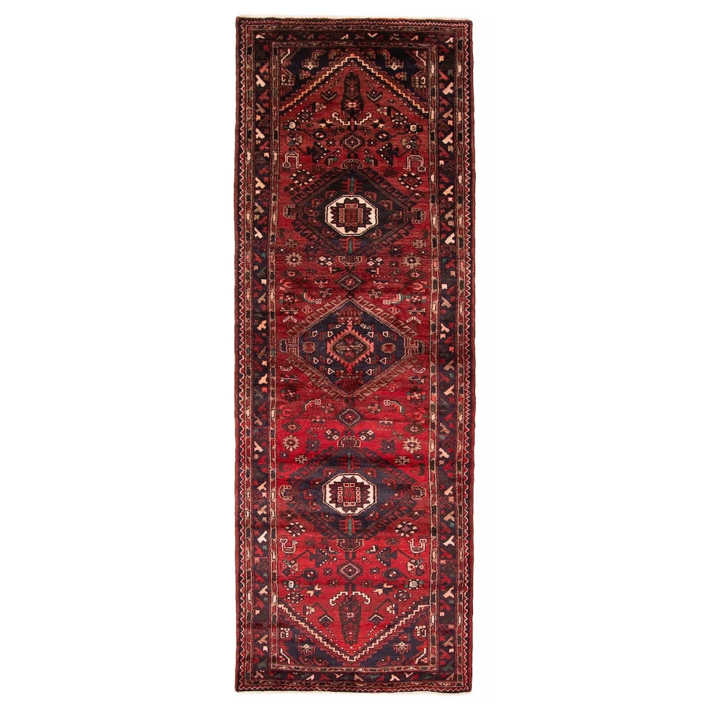 ECARPETGALLERY Hand-knotted Andelz Red Wool Rug - 3'5 x 10'0