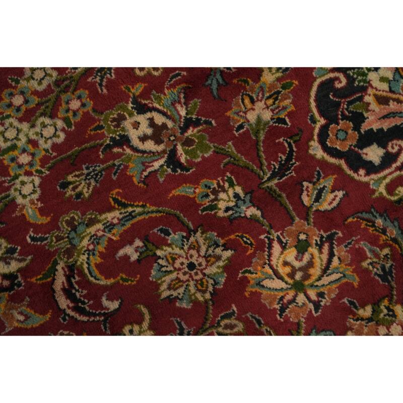 Hand Knotted Oriental 100% Wool Carpet Traditional Floral Red Mashad Area Rug - 12' 10'' X 9' 10''