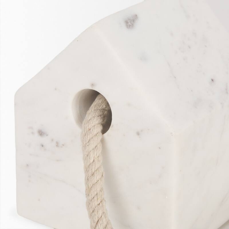 Raena White Marble House Door Stopper - 4.0L x 4.0W x 4.8H - 4.0L x 4.0W x 4.8H