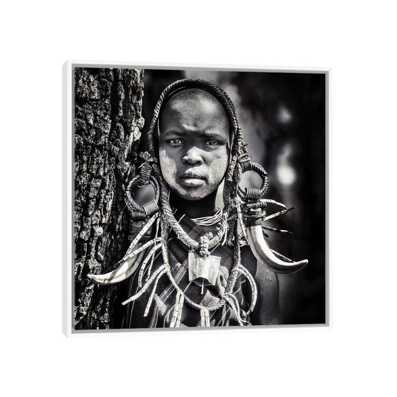 iCanvas "Enigma" by Piet Flour Framed Canvas Print - White - 18x18