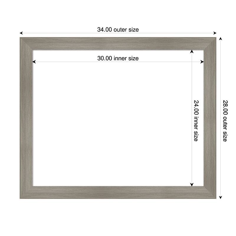 Grand Narrow Framed Dry Erase Magnetic Board - 34 x 28 in - Grand Greywash Narrow