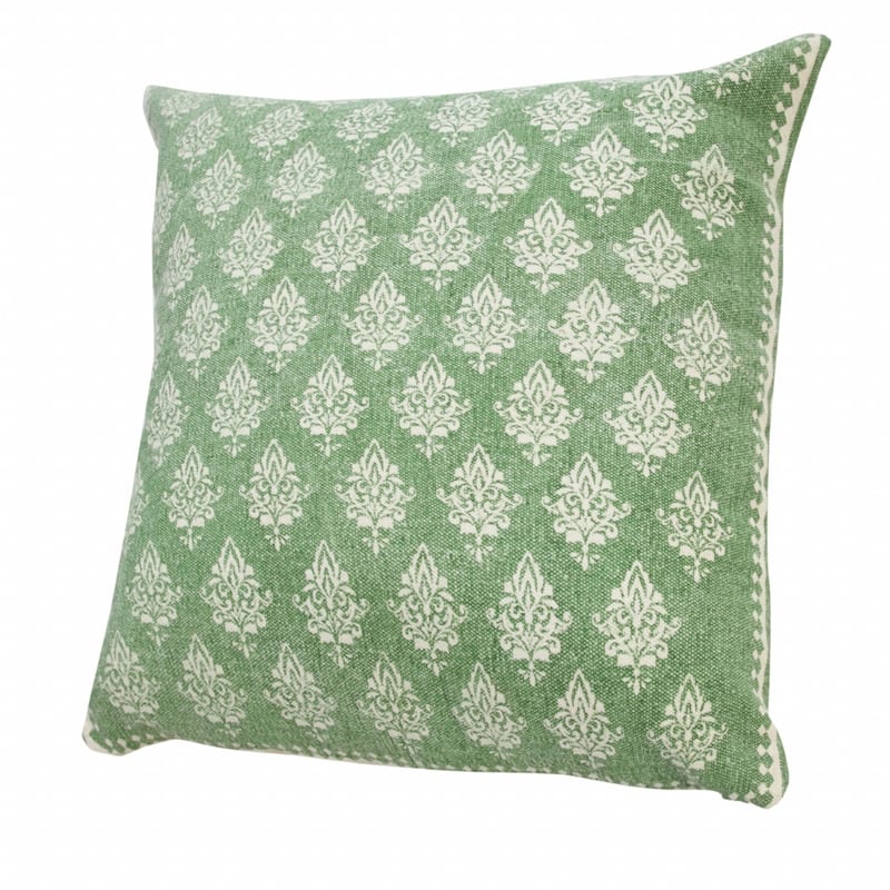HomeRoots 20" Green And White Geometric Cotton Throw Pillow