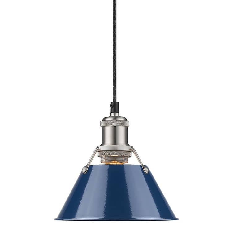 Golden Lighting Orwell Single Light 7-1/2" Wide Mini Pendant in Pewter - Pewter with Navy Shades