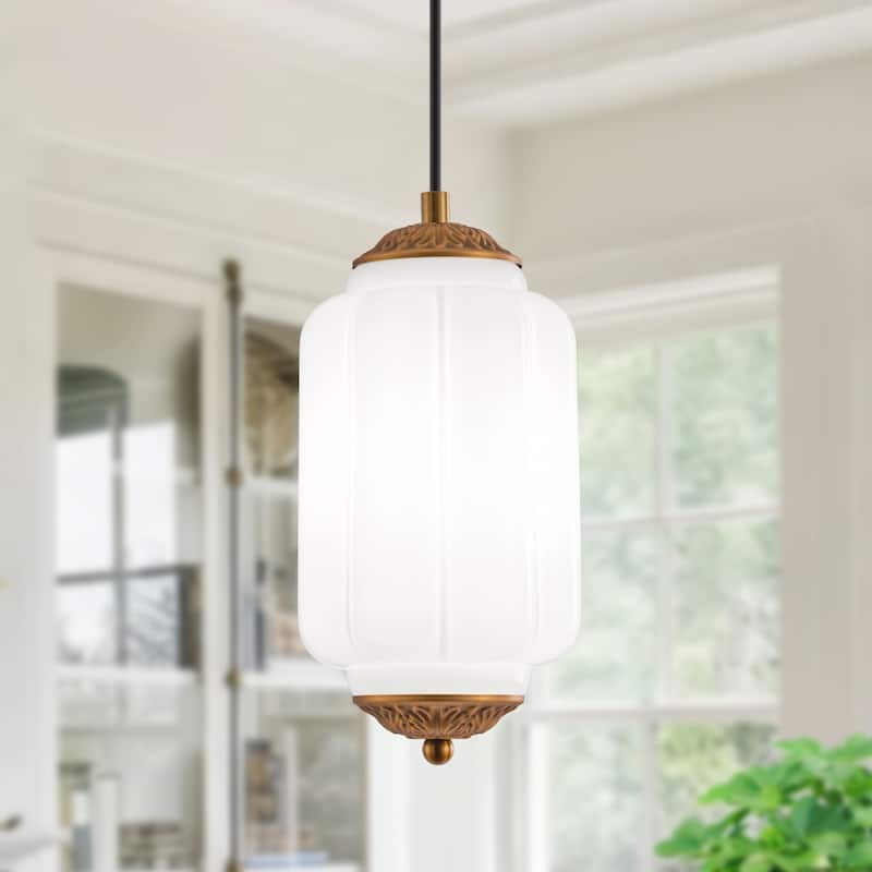 Starsky 1-Light Retro Pumpkin Shaped Slim Cylindrical Glass Pendant