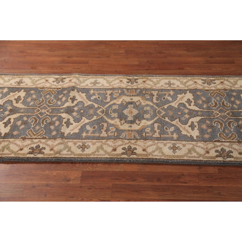 All-Over Oushak Indian Runner Rug Handmade Wool Carpet - 2'9" x 8'3"