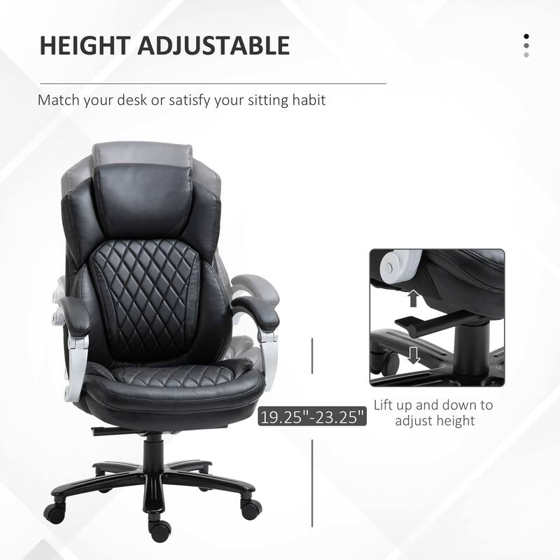Office Chair with Wide Seat, Computer Desk Chair with High Back Diamond Stitching, Adjustable Height & Swivel Wheels