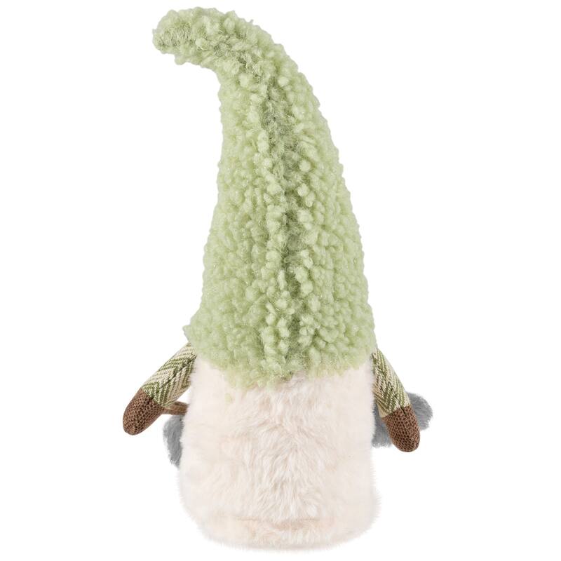 Gnome Girl in Faux Fur Hat Christmas Figure - 12" - Green