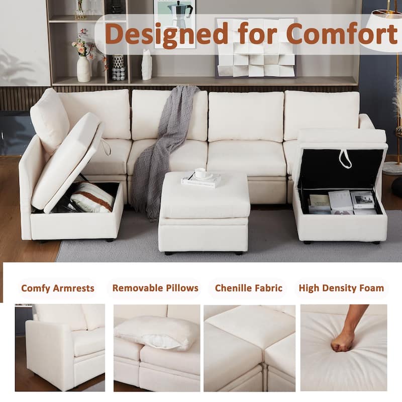 9 Seater Modular Sectional Sofa Couch with Underseat Storage