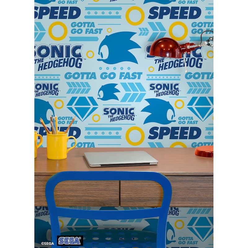 RoomMates Sonic The Hedgehog Gotta Go Fast Peel and Stick Wallpaper