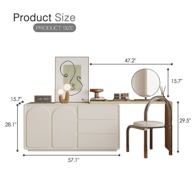 Extendable Large Storage Cream Versatile Modern Makeup Vanities