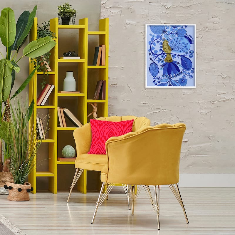 Stupell Folk Inspired Whimsical Bird Framed Giclee Art Design By Kay Widdowson