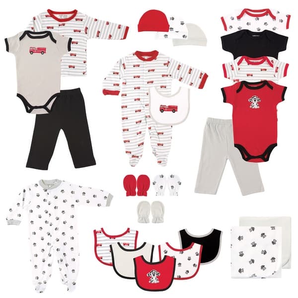 slide 1 of 1, Luvable Friends Baby Boy Layette Gift Cube, Fire Truck, 0-6 Months - Fire Truck 0-6 Months - Fire Truck