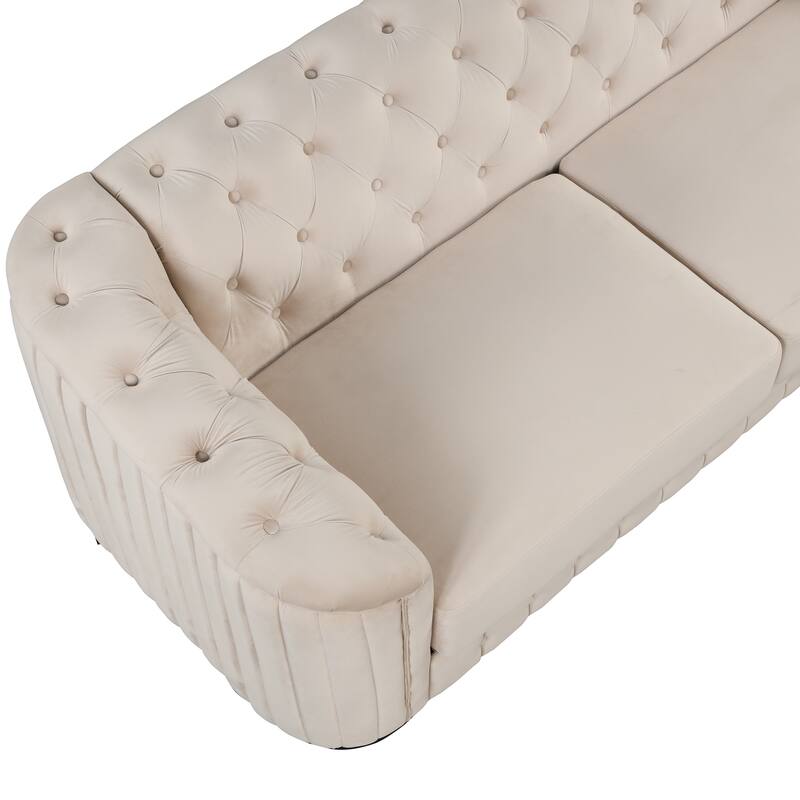 64.3" Velvet 2-Seat Sofa with Wood Frame & Ergonomic Backrest