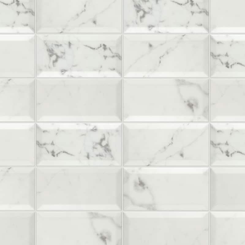 Merola Tile Classico Carrara Glossy Metro 3" x 6" Ceramic Wall Tile - Case (44 Tiles)