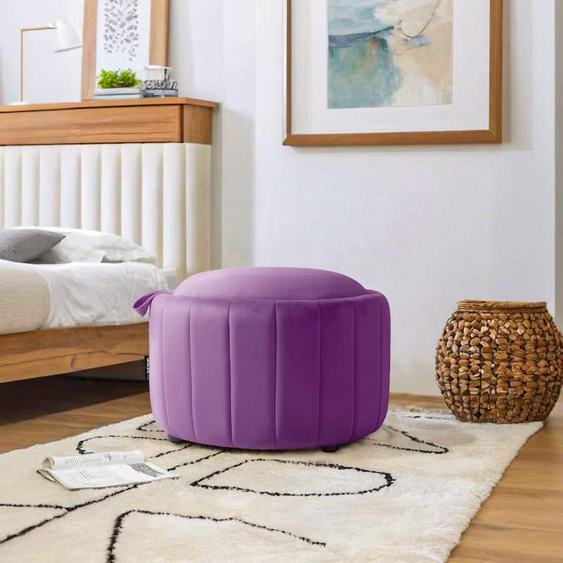 29" Modern Velvet Round Storage Ottoman
