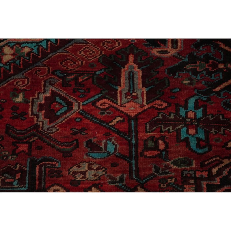 Hand Knotted Oriental 100% Wool Carpet Traditional Medallion Red Heriz Area Rug - 11' 0'' X 8' 2''