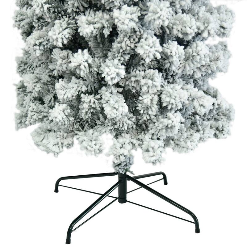 7.5ft Pencil Flocking Artificial Christmas Tree with Stand White