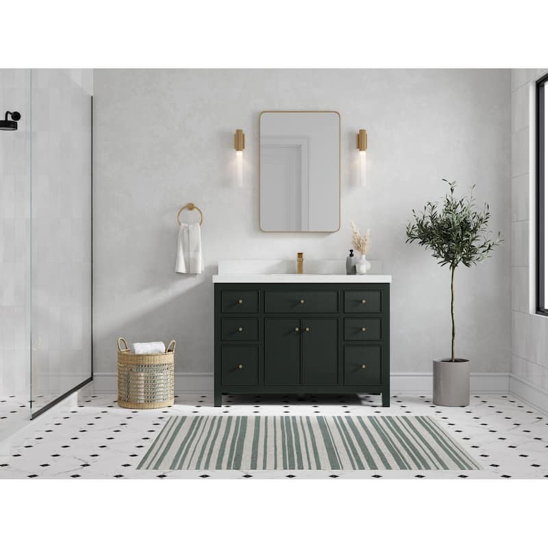 Willow Collections 48 in W x 22 in D Sonoma Free Standing Reeded Single Sink Bathroom Vanity with Countertop