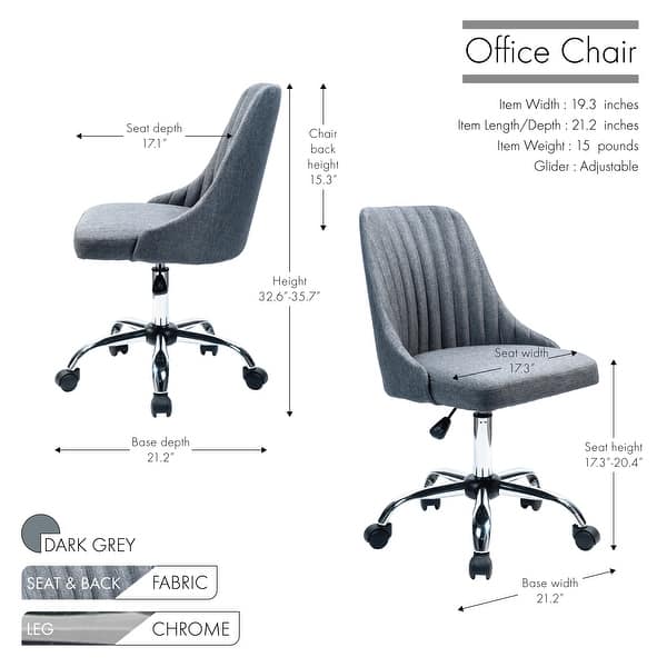 dimension image slide 0 of 5, Porthos Home Jarvis Fabric Upholstered Office Chair with Chrome Base