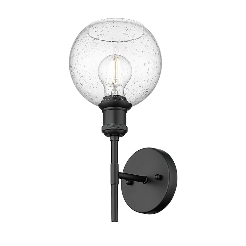 Golden Lighting 1945-1W GLOBE Axel 14" Tall Wall Sconce - Matte Black / Seedy