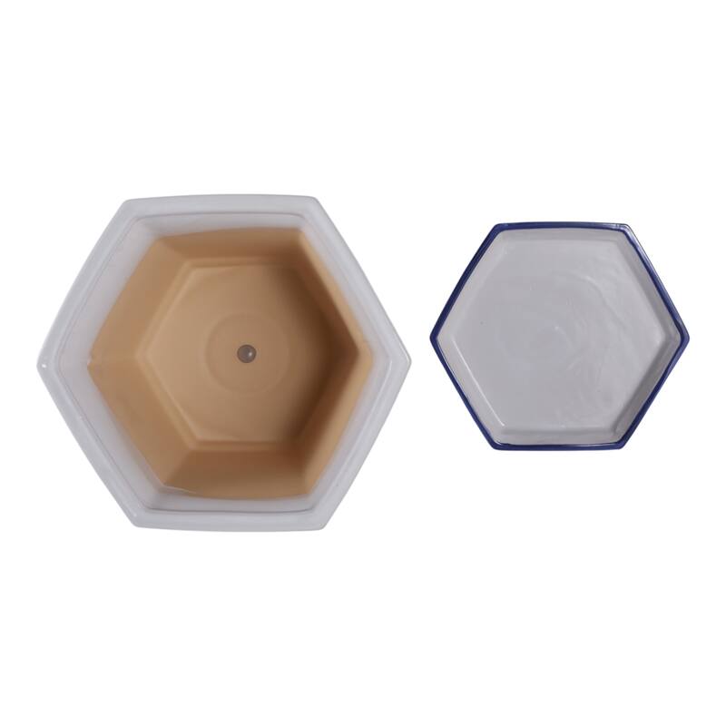 Stoneware Saucer Planters Attached Base for Home Garden (Set of 2)